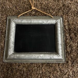 Rustic Silver Metal Chalkboard Frame with Rope Hanger